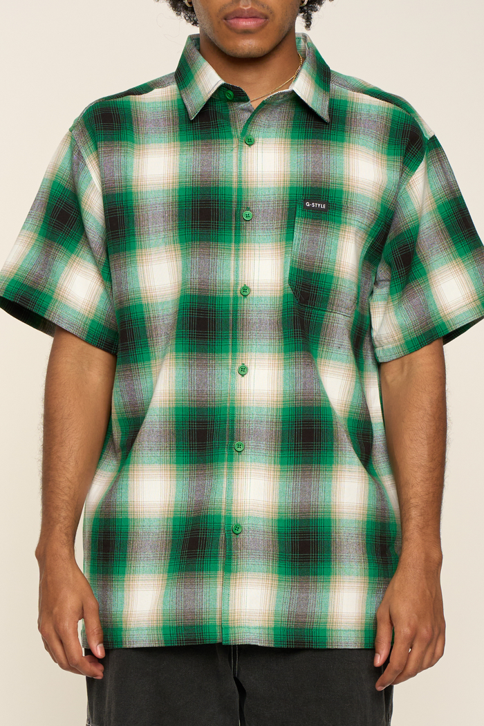 Plaid Short Sleeve Button Up Shirt G-Style USA