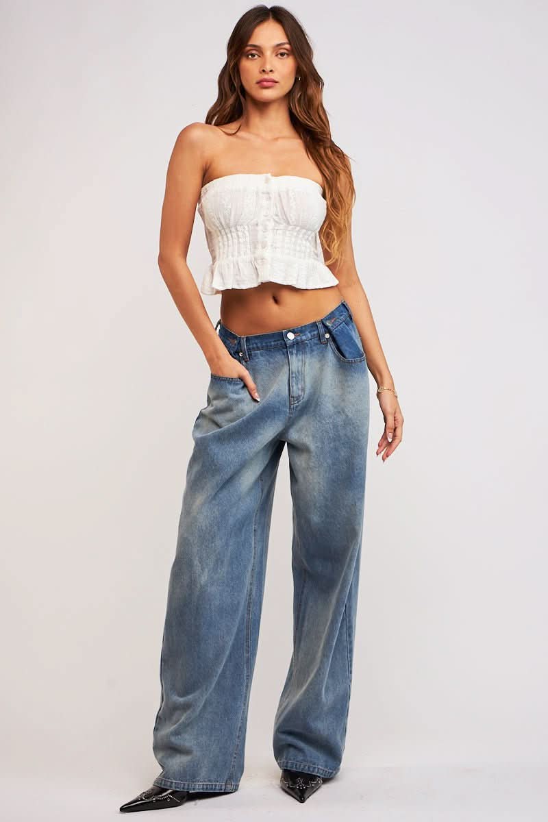 Raya White Eyelet Tube Top