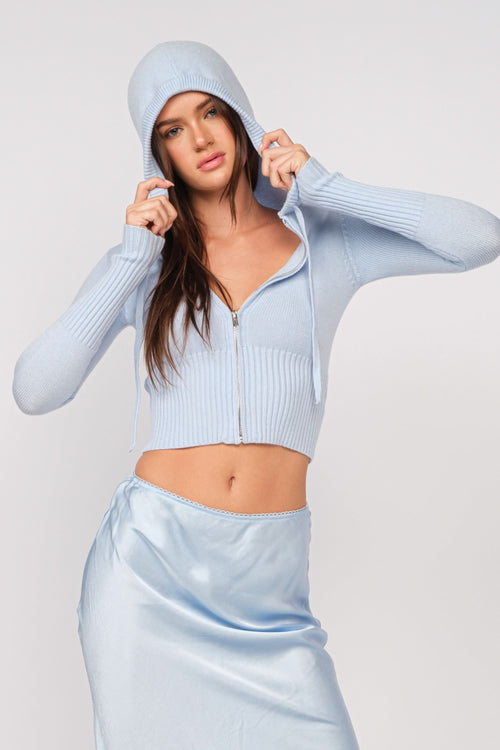Reagan Blue Knit Crop Top