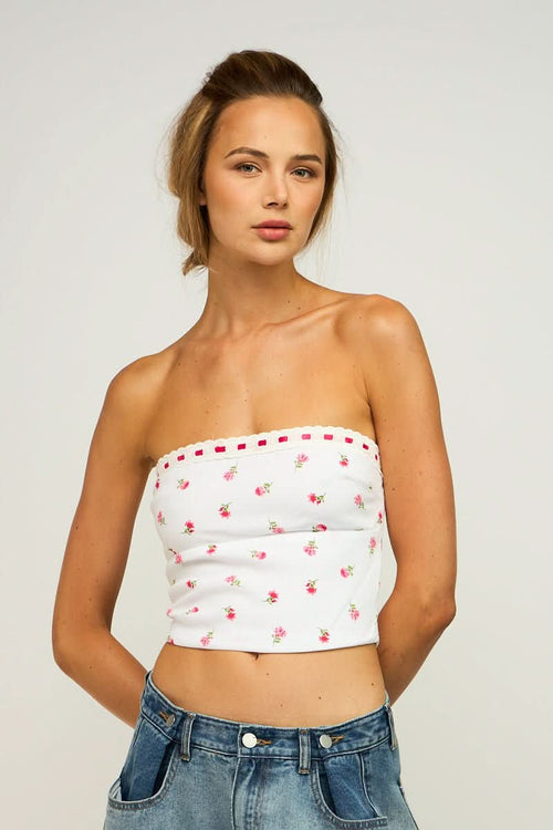 Rosie Posie White Floral Tube