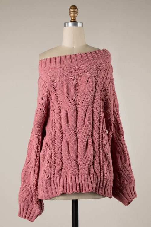 Rylie Mauve Cable Knit Tunic Sweater