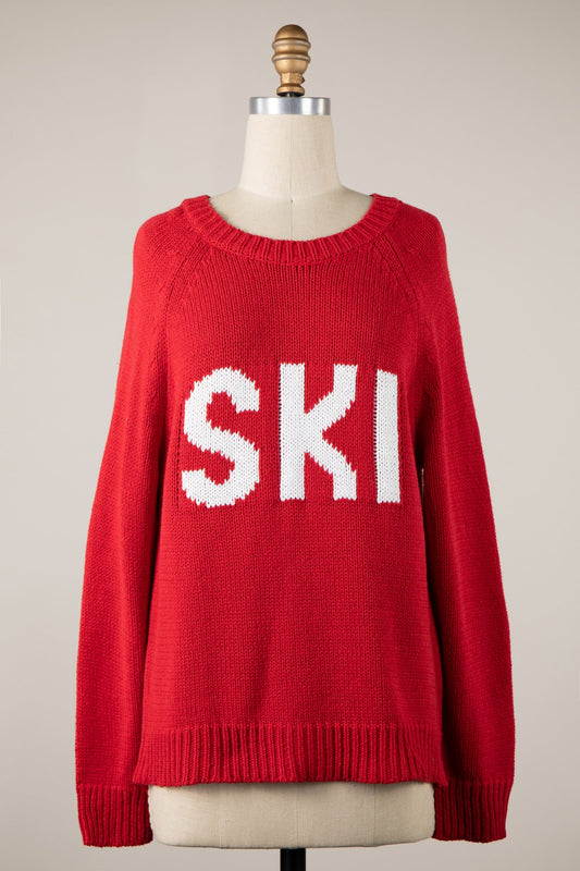 Ski Red Oversized Pullover Sweater