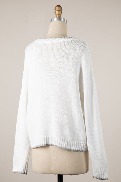 Snowflake White Oversized Pullover Sweater