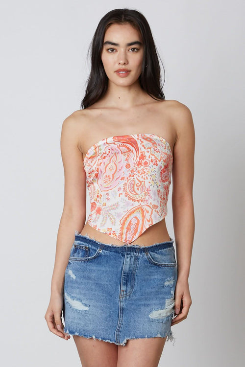 Tahlia Coral Paisley Print Scarf Top