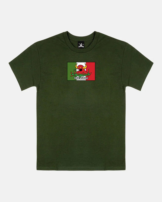 THRASHER X TOY MACHINE - HECHO - T-SHIRT - FOREST GREEN - Four Street