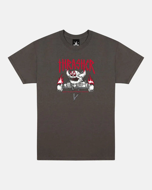 THRASHER X TOY MACHINE - MONSTER-GRAM - T-SHIRT - CHARCOAL - Four Street
