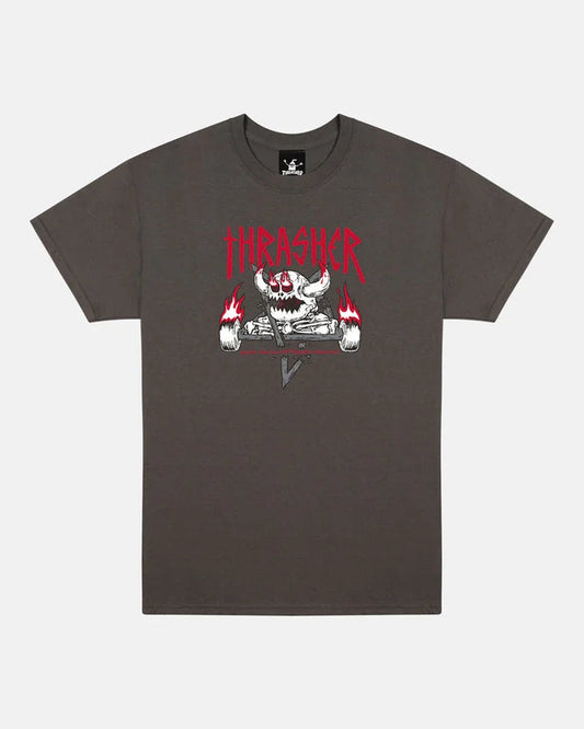 THRASHER X TOY MACHINE - MONSTER-GRAM - T-SHIRT - CHARCOAL - Four Street