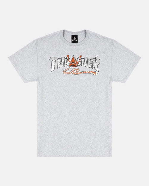 THRASHER X TOY MACHINE - PYRAMID - T-SHIRT - ASH GREY - Four Street