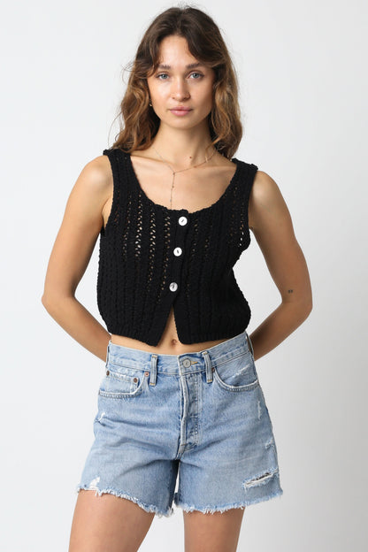 Valeria Black Sheer Sweater Top
