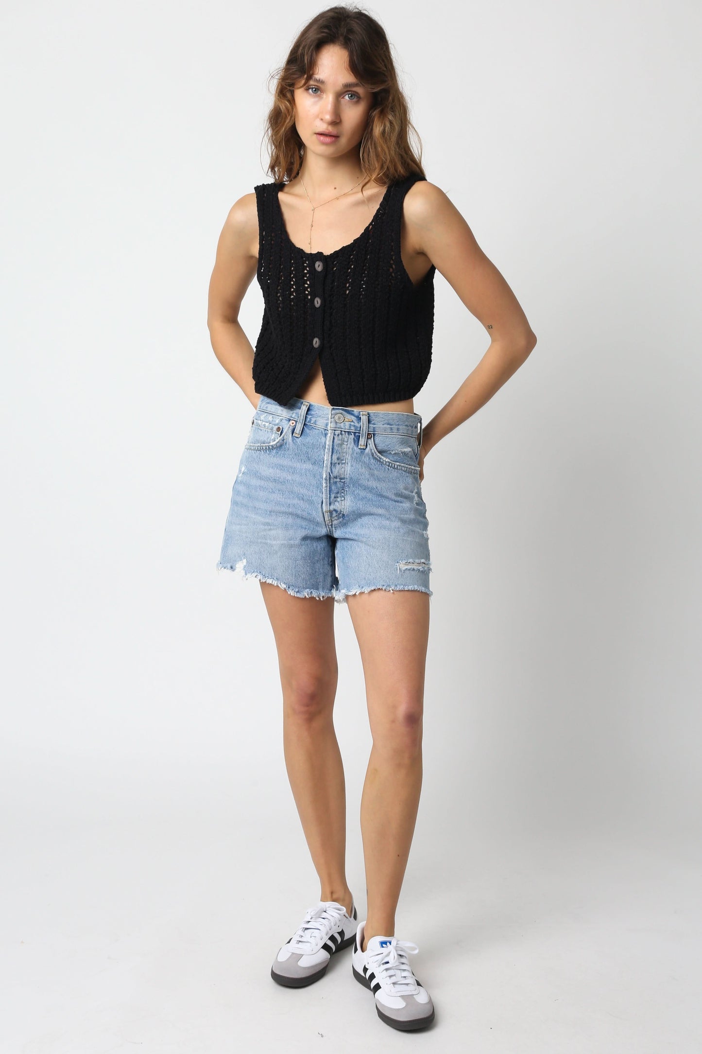 Valeria Black Sheer Sweater Top