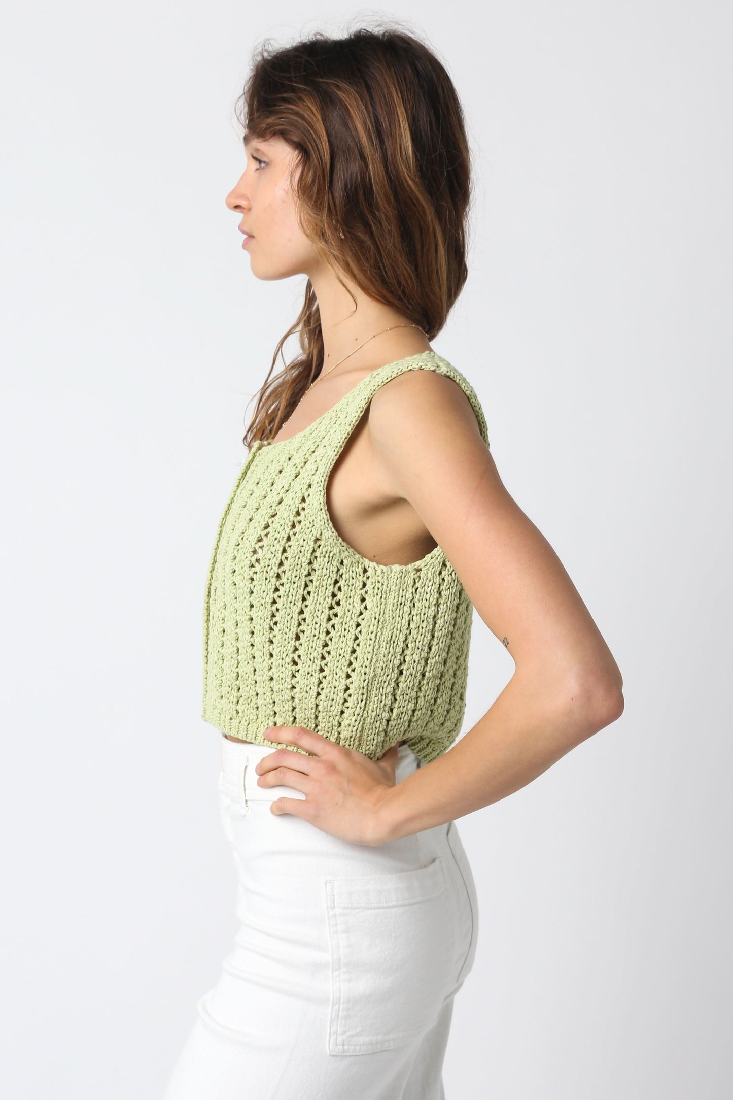 Valeria Sage Sheer Sweater Top