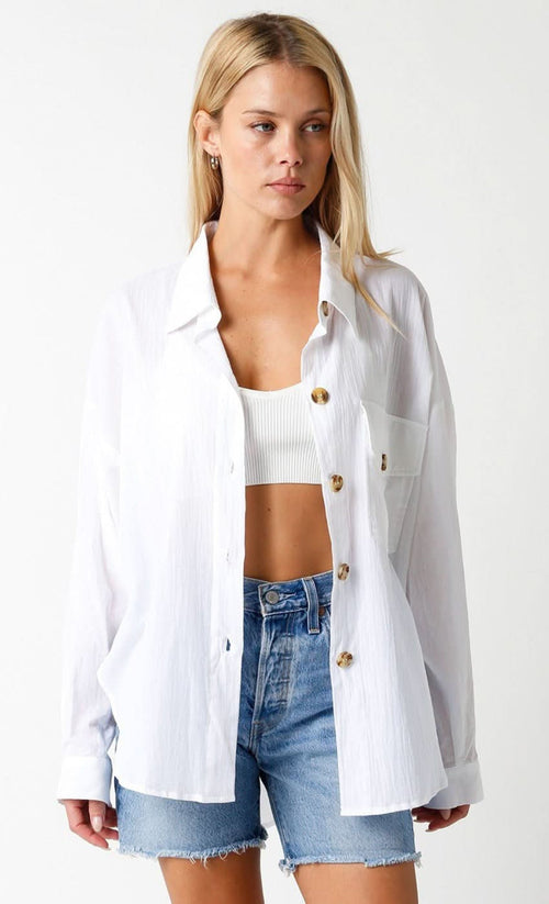 Renee White Button Down Top