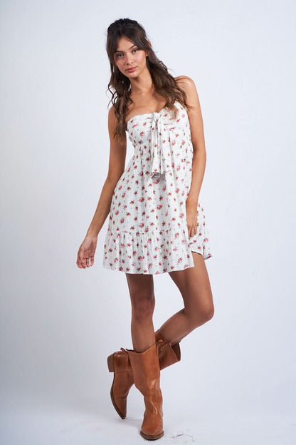 Sammie White and Red Strapless Mini Dress