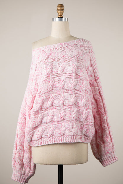 Willow Light Pink Oversized Cable Knit Sweater