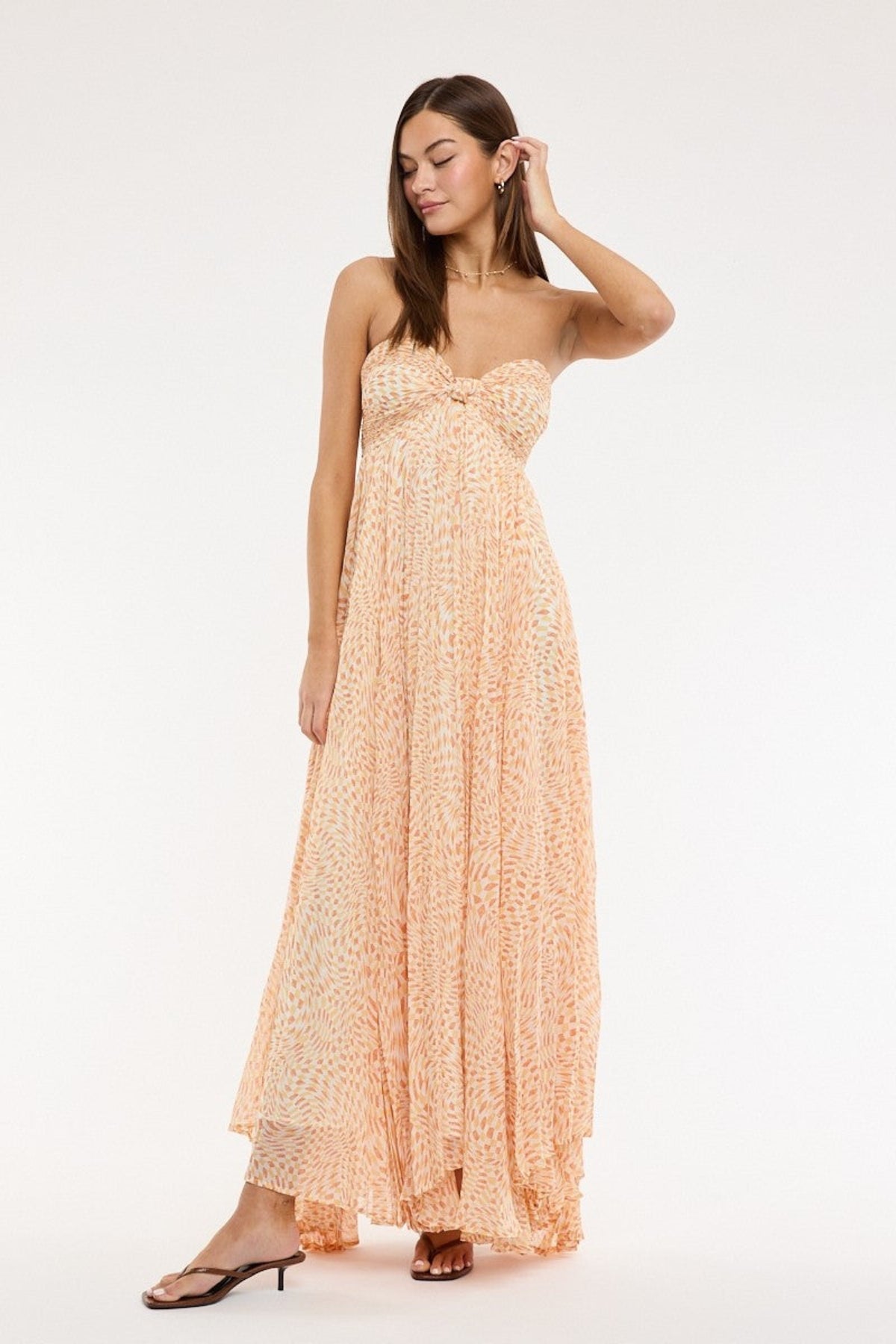Willow Orange Print Strapless Maxi Dress