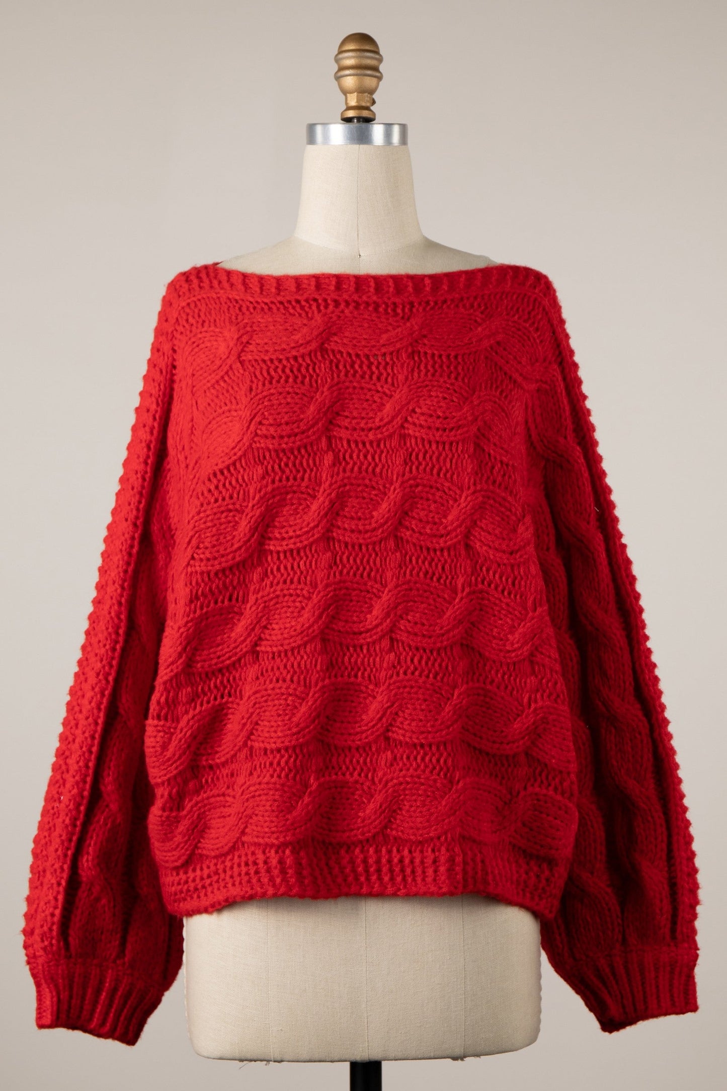 Willow Red Oversized Cable Knit Sweater