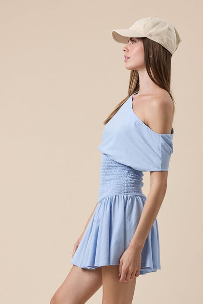 Roya Light Blue Drop Waist Mini